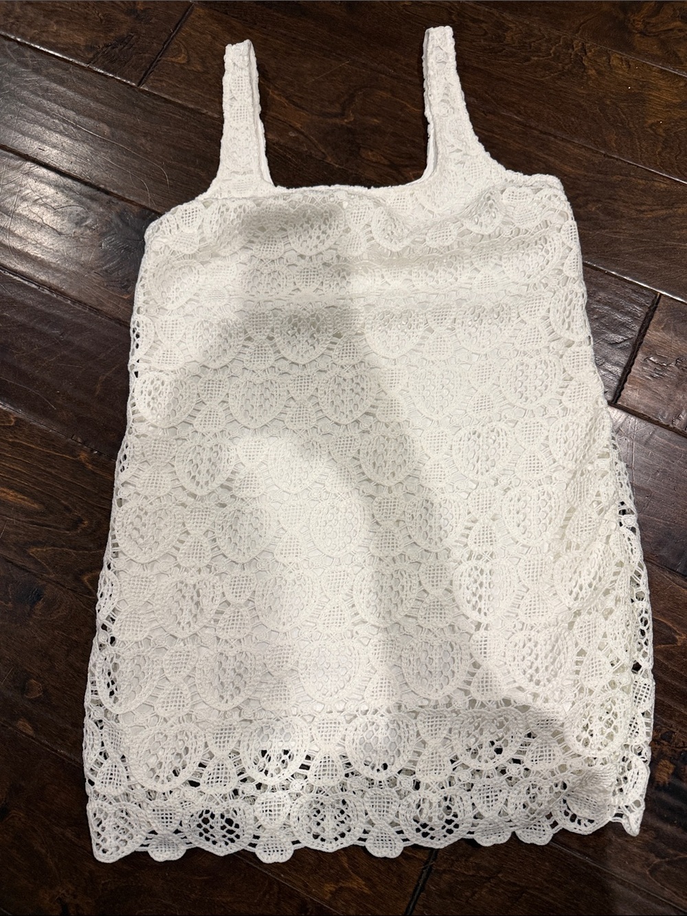 Sleeveless White Crochet Mini Dress